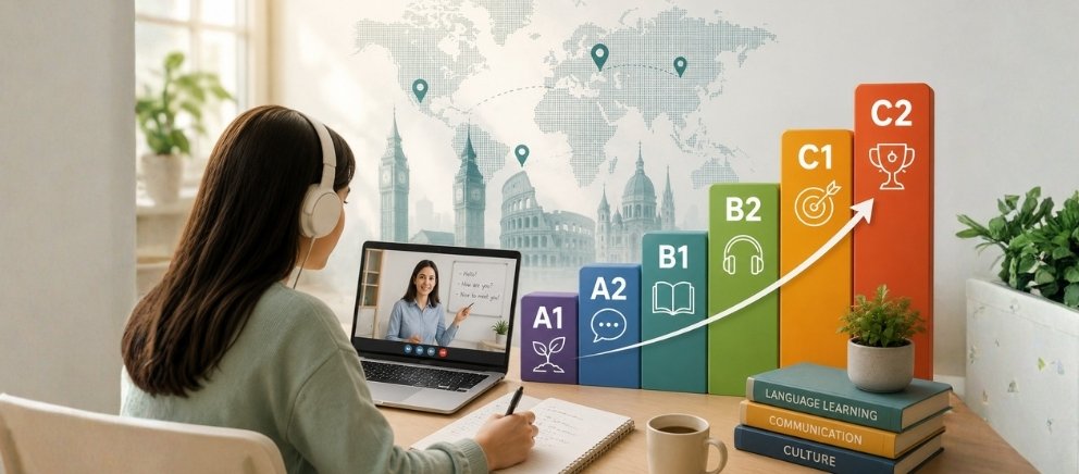 Kalbos lygiai paaiškinti: CEFR A1–C2 | Išsamus vadovas